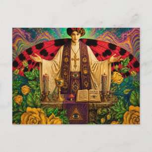 A psychedelic priestess postcard