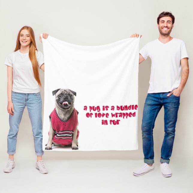A Pug Is A Bundle Of Love Wrapped In Fur Fleece Blanket (In Situ)