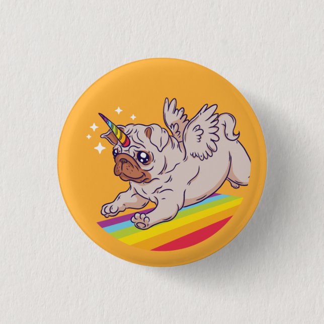 A Pugicorn 3 Cm Round Badge (Front)