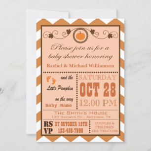 A Pumpkin Chevron Pattern Baby Shower Invitation
