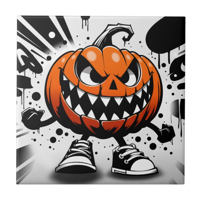 A Pumpkin Comes to Life Ceramic Tile (Front)