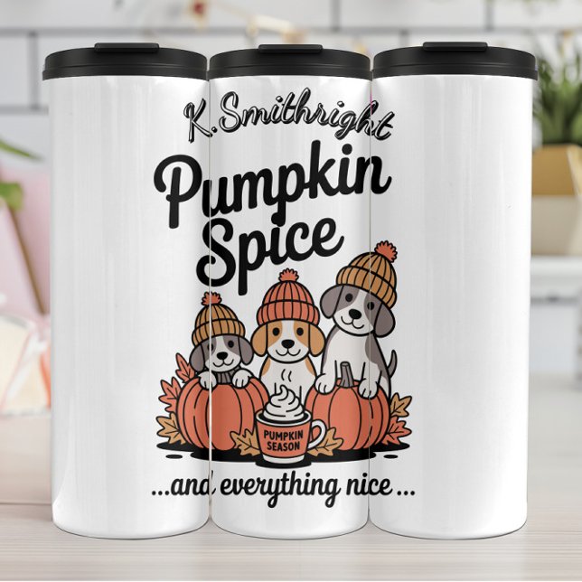 A Pumpkin Spice Themed Dog Design Thermal Tumbler (Creator Uploaded)