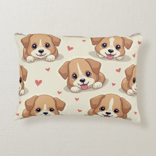 A puppy and a heart pillow