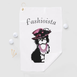 A Puppy Dog all Dressed Up Pink Golf Towel