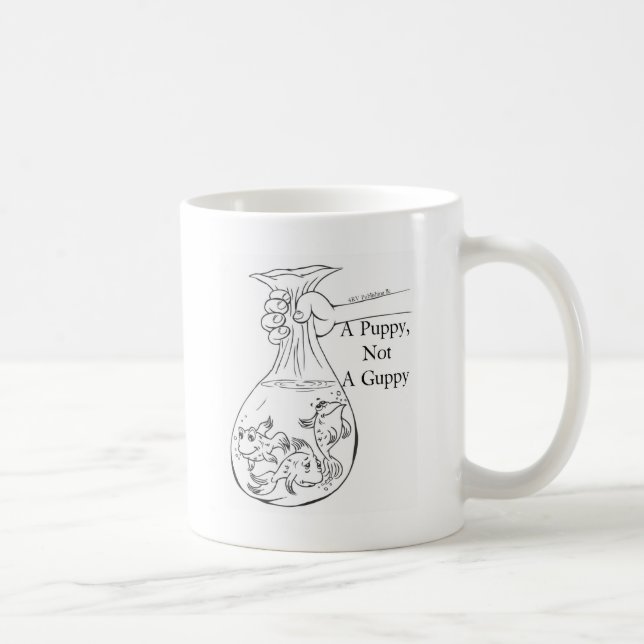 A Puppy, Not a Guppy bag of guppies Coffee Mug (Right)