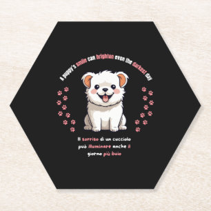 A puppy s smile can brighten even the darkest day paper coaster