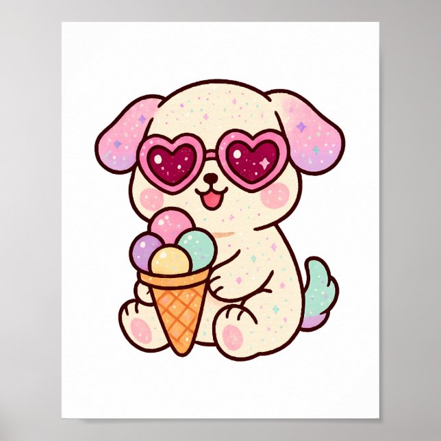 A puppy with ice cream poster (Front)