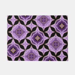 A purple amethyst gold and black abstract doormat