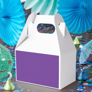 a purple background with a favour box