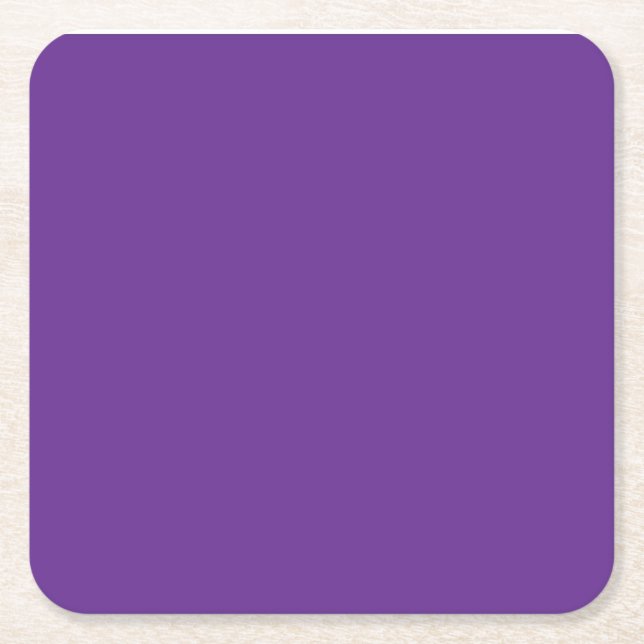 a purple background with a white border square paper coaster (Front)