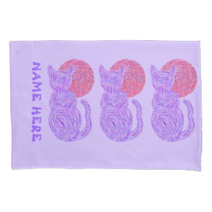A Purple Cat And The Moon Cat Lover Kitten Feline Pillowcase
