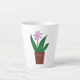 A Purple Flower In A Pot Latte Mug