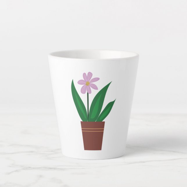 A Purple Flower In A Pot Latte Mug (Front)