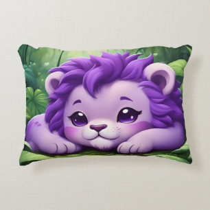 A Purple Lion Cub in the Jungle Decorative Cushion