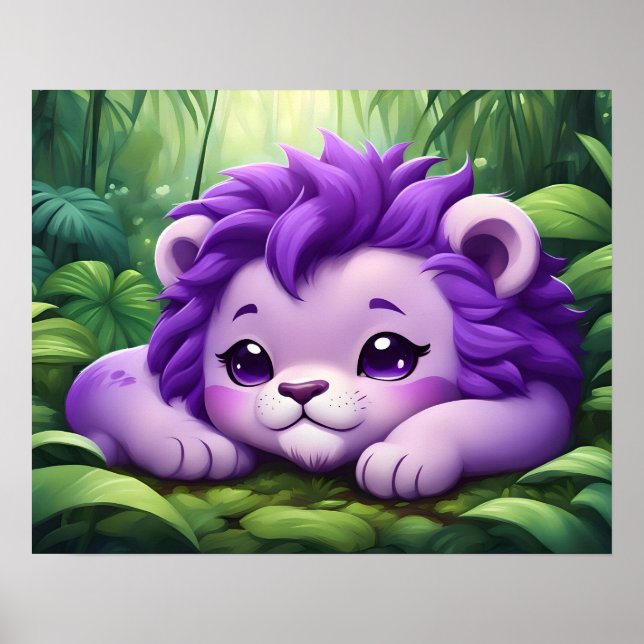 A Purple Lion Cub in the Jungle Poster (Front)