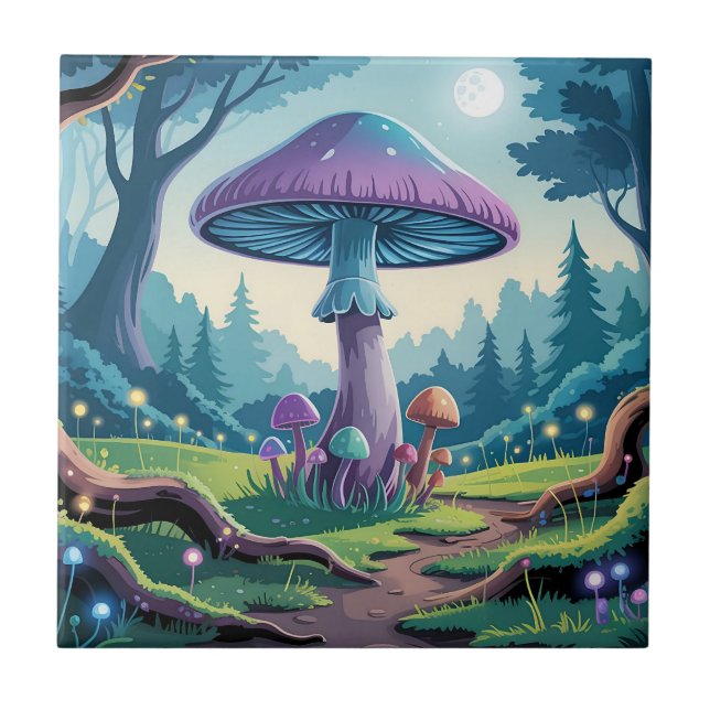 A Purple Mushroom Ceramic Tile (Front)