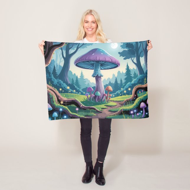 A Purple Mushroom Fleece Blanket (In Situ)