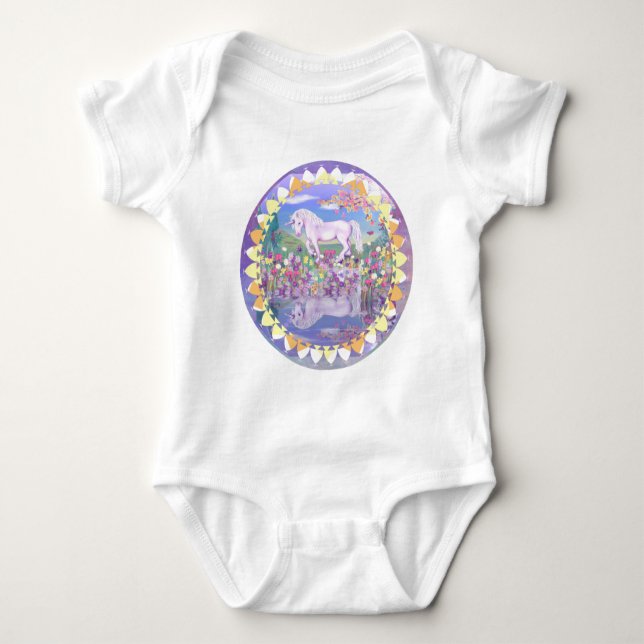 A purple paradise baby bodysuit (Front)