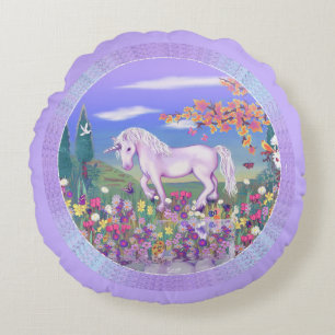 A Purple Paradise Round Cushion