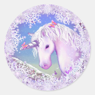 A purple paradise & snowflakes classic round sticker