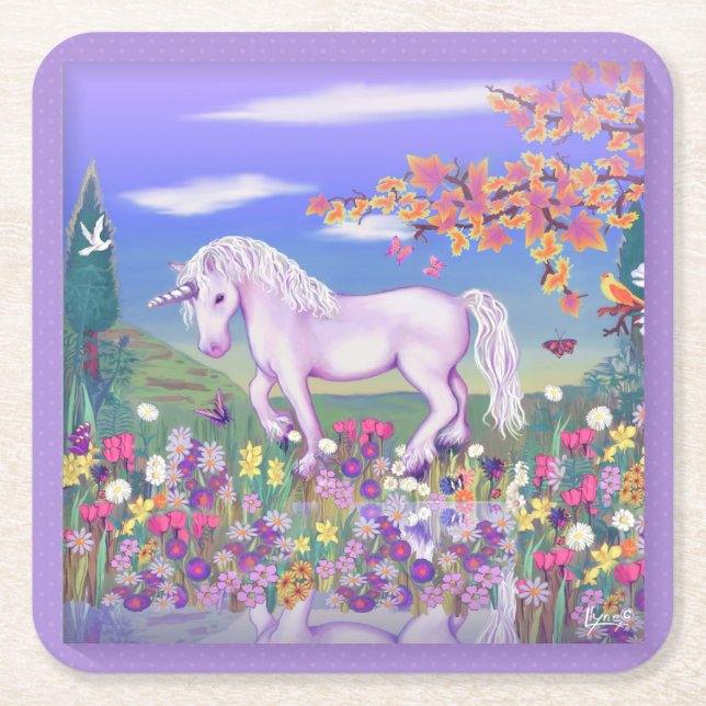 A Purple Paradise Square Paper Coaster (Front)