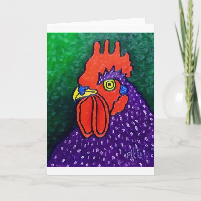 A purple Rooster Card (Front)