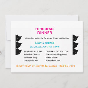 A Purrview: Black Cat Rehearsal Dinner Invitation
