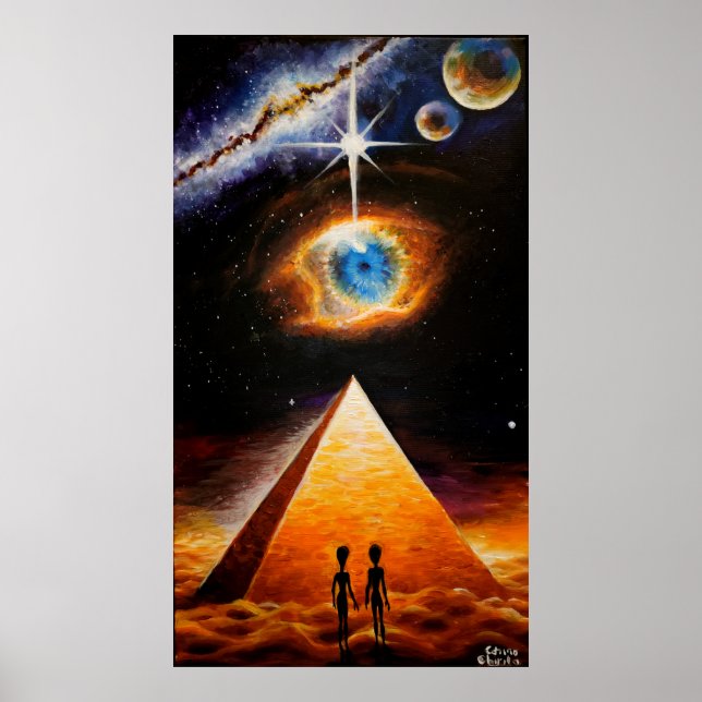 A pyramid under the cosmic eye of god poster (Front)
