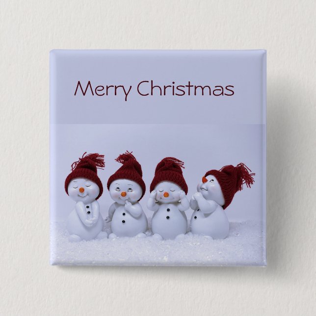 A quartet of snowmen 15 cm square badge (Front)