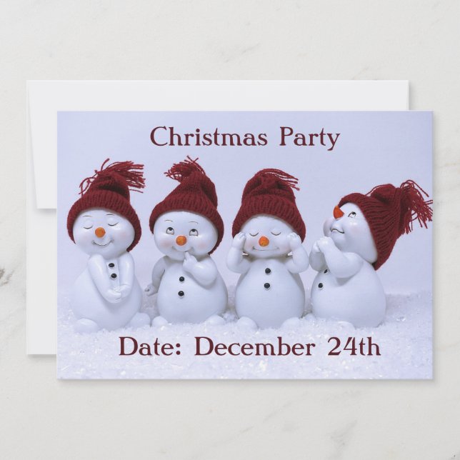 A quartet of snowmen invitation (Front)