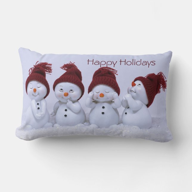 A quartet of snowmen lumbar cushion (Front)