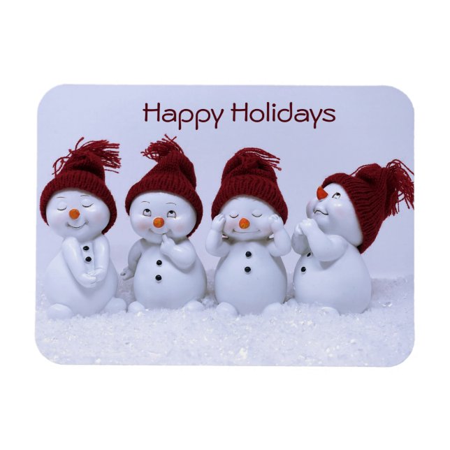 A quartet of snowmen magnet (Horizontal)