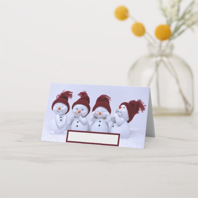 A quartet of snowmen place card (Front)