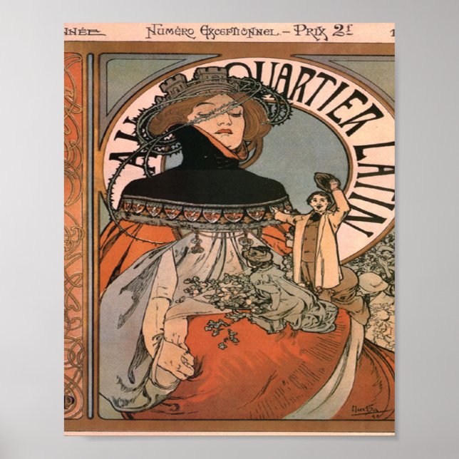 A quartier latin Alphonse Mucha Poster (Front)