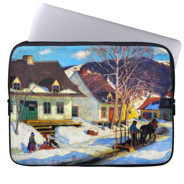 A Quebec Village Street by Clarence Gagnon Laptop Sleeve (Front)