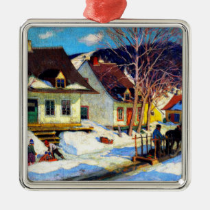 A Quebec Village Street by Clarence Gagnon Metal Ornament