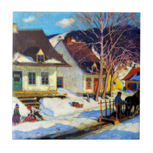 A Quebec Village Street - Clarence Gagnon artwork Ceramic Tile
