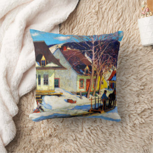 A Quebec Village Street - Clarence Gagnon artwork Cushion
