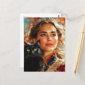 A Queen and Her Black Cat Postcard
