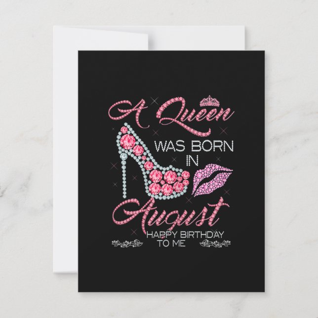 A Queen Was Born In August Birthday Gift For Women Invitation (Front)
