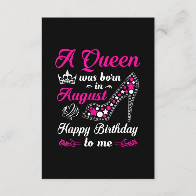 A Queen Was Born In August Birthday Women Enclosure Card (Front)