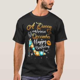 A Queen Was Born In December Glitter Diamond Shoes T-Shirt