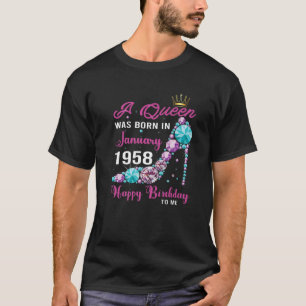 A Queen Was Born In January 1958 64Th Birthday T-Shirt