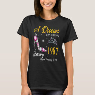 A Queen Was Born In January 1987 High Heel 36th Bi T-Shirt