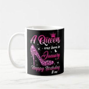 A Queen Was Born In January Birthday Women Girls H Coffee Mug
