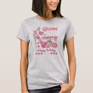 A Queen Was Born In January Queen Birthday Girl T-Shirt