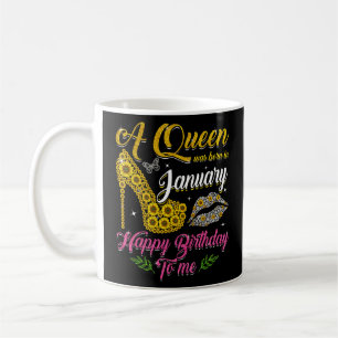 A Queen Was Born In January Sunflower High Heel Wo Coffee Mug