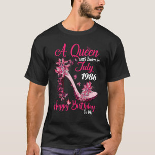 A Queen Was Born In July 1986 High Heel 37th Birth T-Shirt