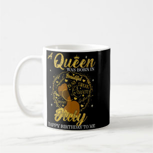 A Queen Was Born In July Birthday Afro Girl Black Coffee Mug