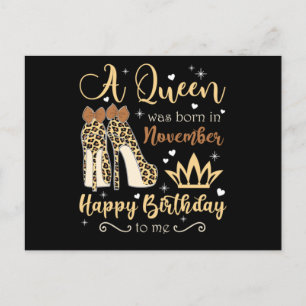 A Queen Was Born In November Happy Birthday Invitation Postcard